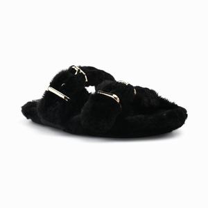 Nine West Plush Cozy Flat Slippers Zwart Nederland | BJO-208957